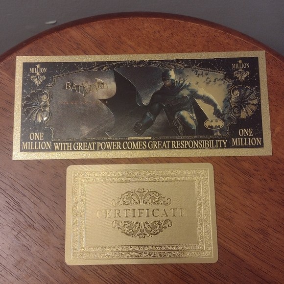 BATMAN THE DARK KNIGHT 24k GOLD NOVELTY NOTE w/GOLD CERTIFICATE OF AUTHENTICITY - Picture 5 of 15